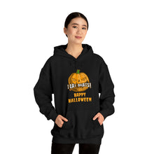 Load image into Gallery viewer, Pay Da Producer® &quot;I Eat Beats Happy Halloween&quot; Pumpkin Head Heavy Blend™ Hooded Sweatshirt
